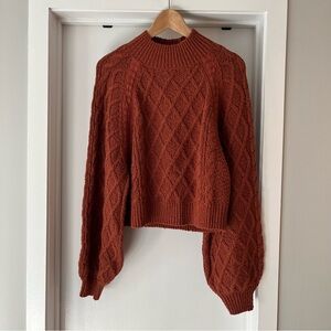 Free People Cable Knit Rust Sweater